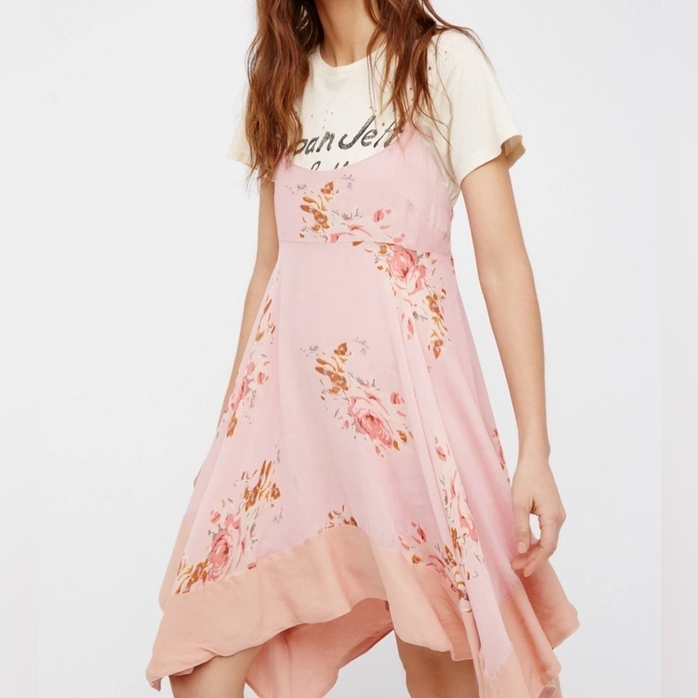 Free People Faded Bloom Mini Swing Dress Grey Small - Picture 15 of 15